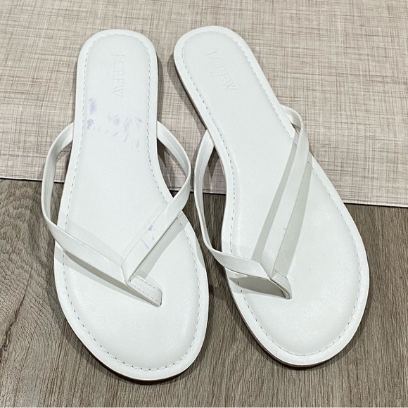 J Crew White Thong Flat Sandal - Picture 1 of 5